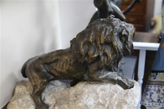 Thomas Cartier. A bronze figure of a roaring lion, width 24in. height 17in.